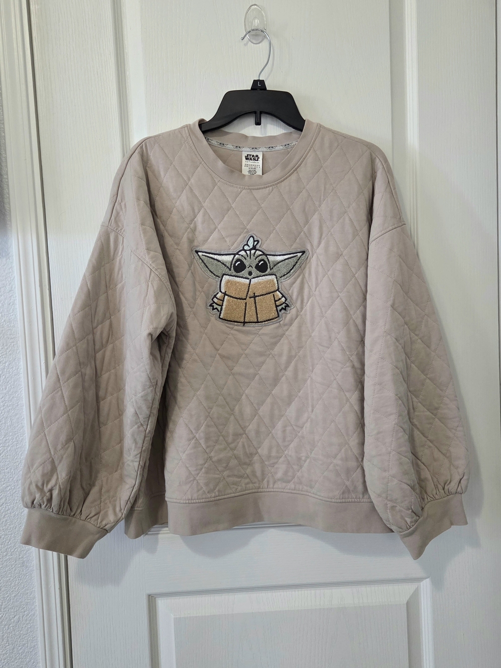 Star Wars Quilted Crewneck Sweatshirt in Beige with The Child Embroidery